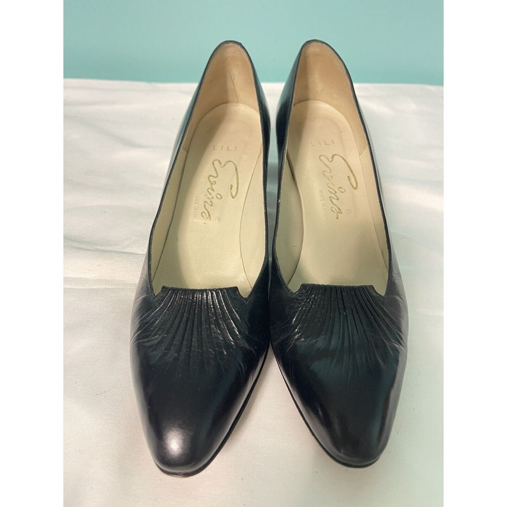 Women's Reed Evins Classic Black Leather  Pumps Size 7.5 Extra‎ Narrow